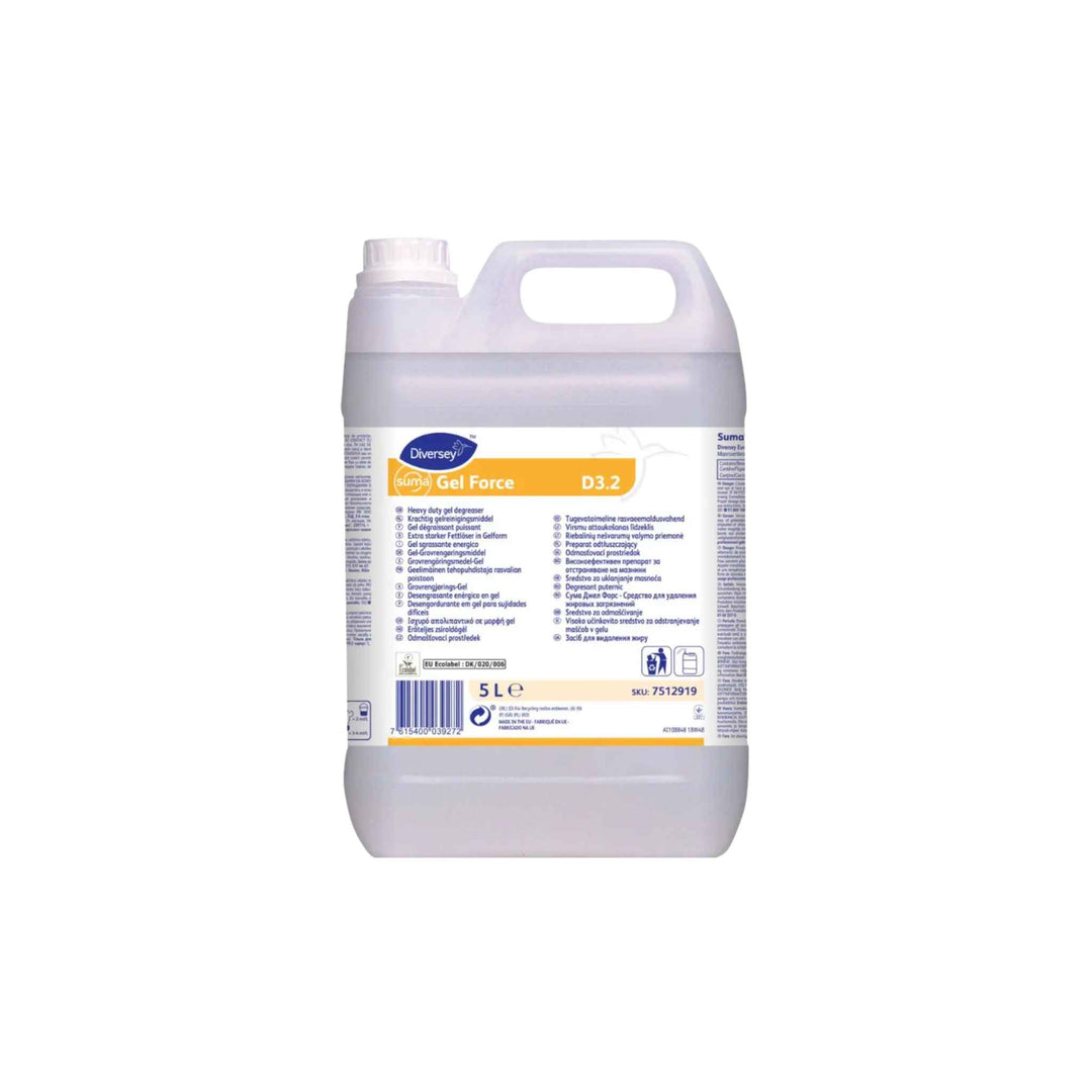 Diversey Suma Gel Force D3.2 5 ltr. x 2 stk., gelebaseret skumrengøring til rustfri overflader i storkøkkener.