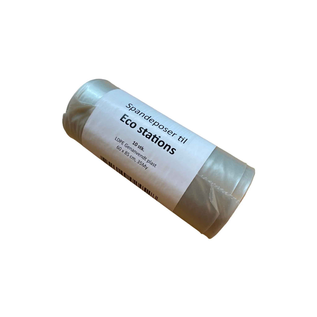 Klare spandeposer 50 liter 60×85 cm, ekstra kraftig 35 my, 100 % genbrugsplast, rulle á 10 stk.