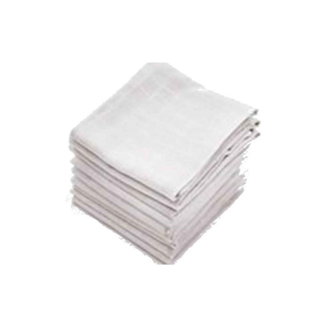 Hvide stofbleer 70×70 cm, 12 stk, 100 % bomuld, bløde, åndbare og absorberende til babypleje.