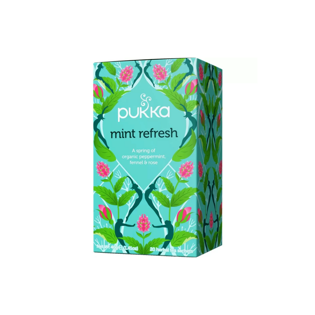 Te Pukka Mint Refresh, 20 breve - Forfriskende te med pebermynte, fennikel og rose. 100% økologisk, Fairtrade-mærket.