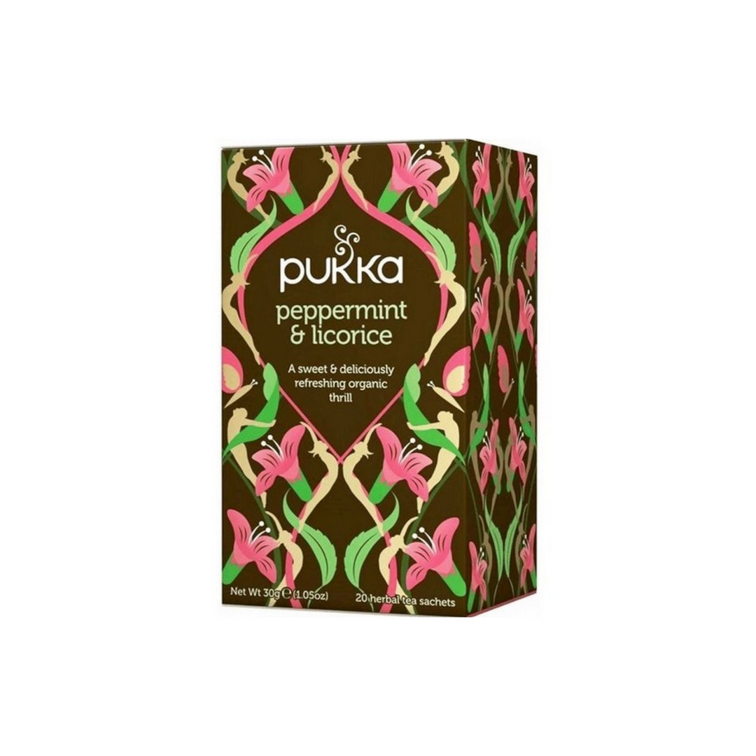 Te Pukka Peppermint & Licorice, 20 breve - Sød smag af lakridsrødder og friske pebermynteblade.