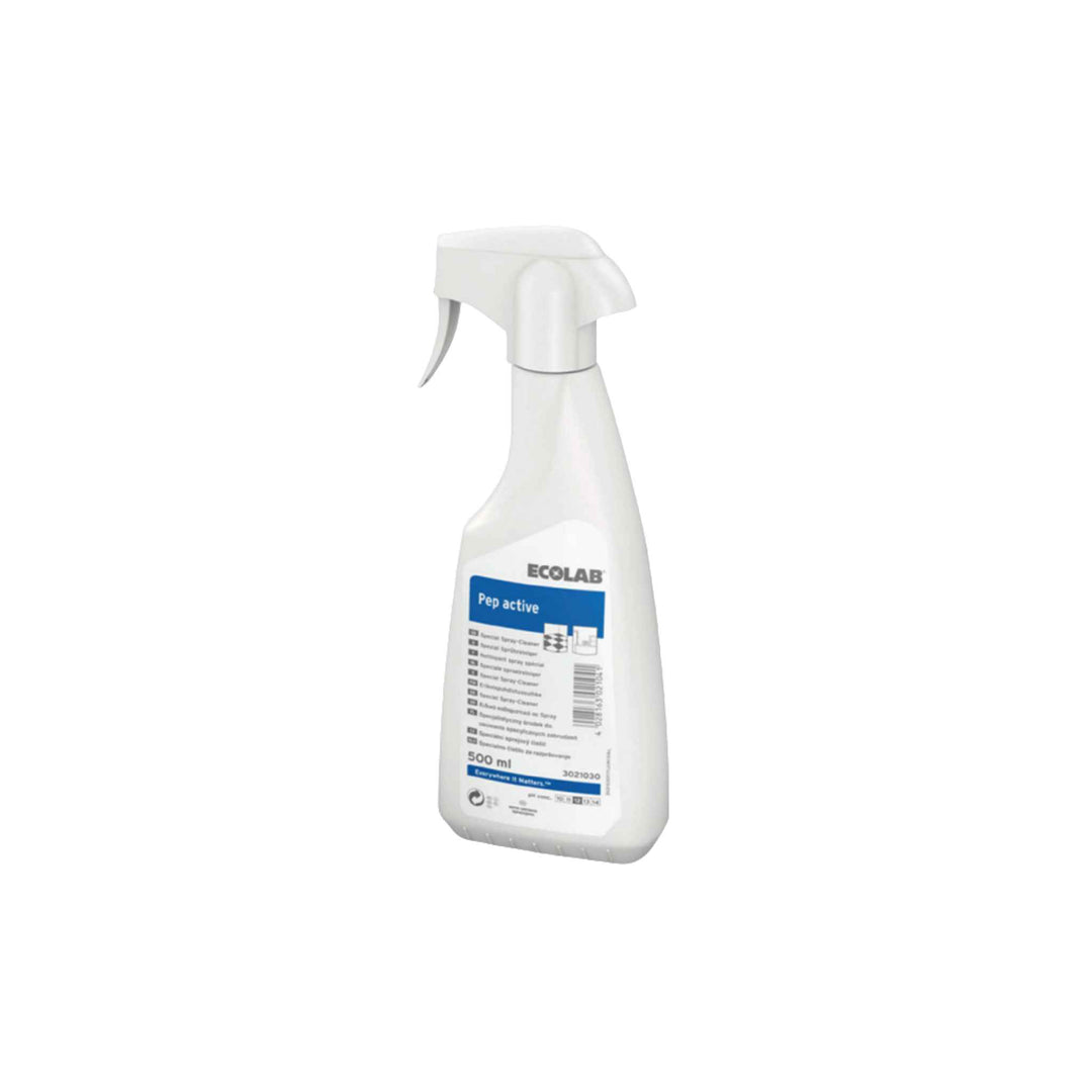 Ecolab Pep Active 500 ml. x 6 stk., effektivt specialrengøringsmiddel i sprayform til pletfjerning og overfladerengøring.