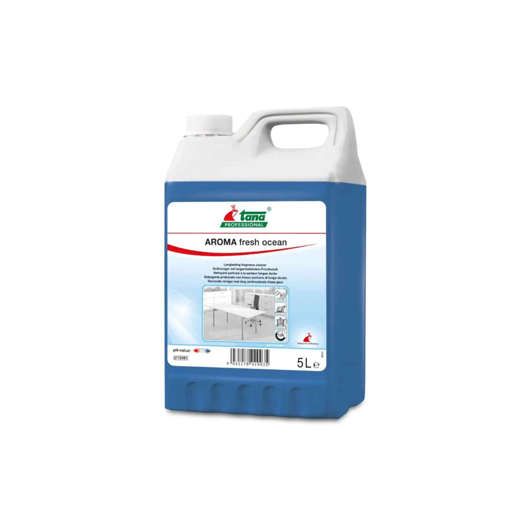 Tana Aroma Fresh Ocean universalrengøring 5 ltr. x 2 stk., effektiv til gulve og overflader, frisk duft af fyr og citrus.