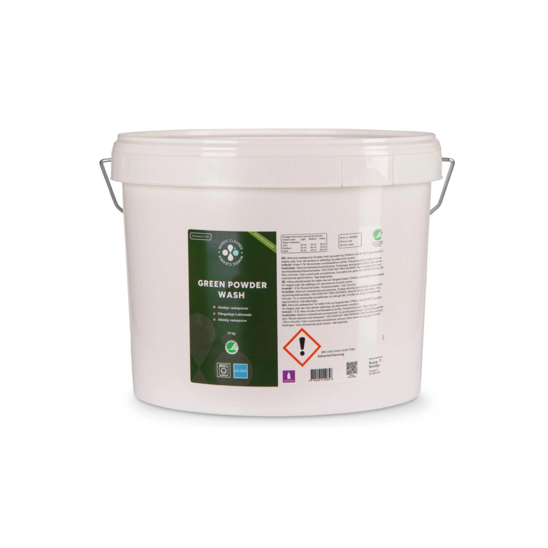 Svanemærket, parfumefrit vaskepulver til farvet tøj, effekt 30–95 °C, 7,5 kg til ca. 200 vaske.