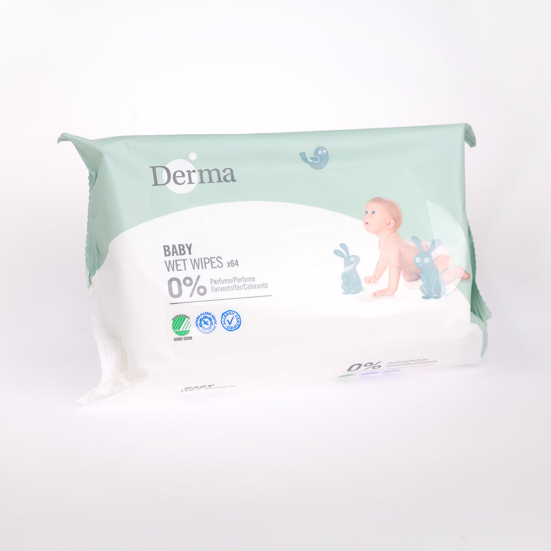 Køb vådservietter til babyer fra Derma hos Cares.dk. Uden parfume, farve eller parabener og Svanemærket. Perfekte til pusletid!
