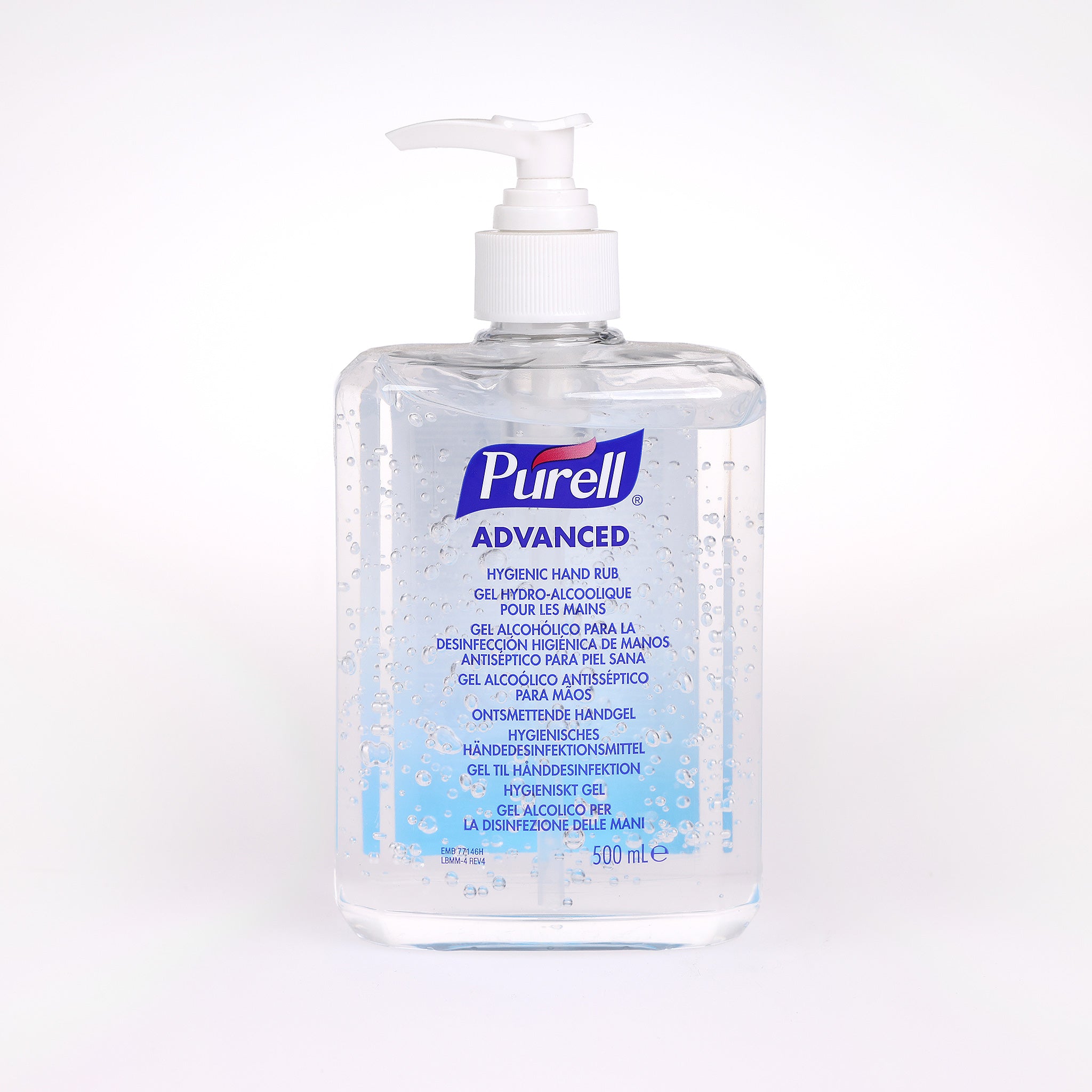 Hånddesinfektion Purell Advanced Gel med pumpe beskytter effektivt mod bakterier. Kommer i en praktisk 500 ml. pumpeflaske.