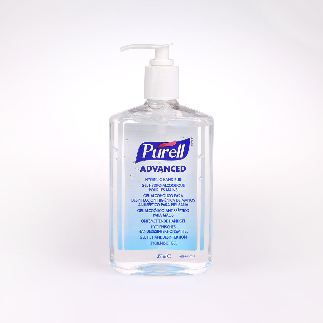 Hånddesinfektion Purell Advanced Gel med pumpe beskytter effektivt mod bakterier. Kommer i en praktisk 350 ml. pumpeflaske.