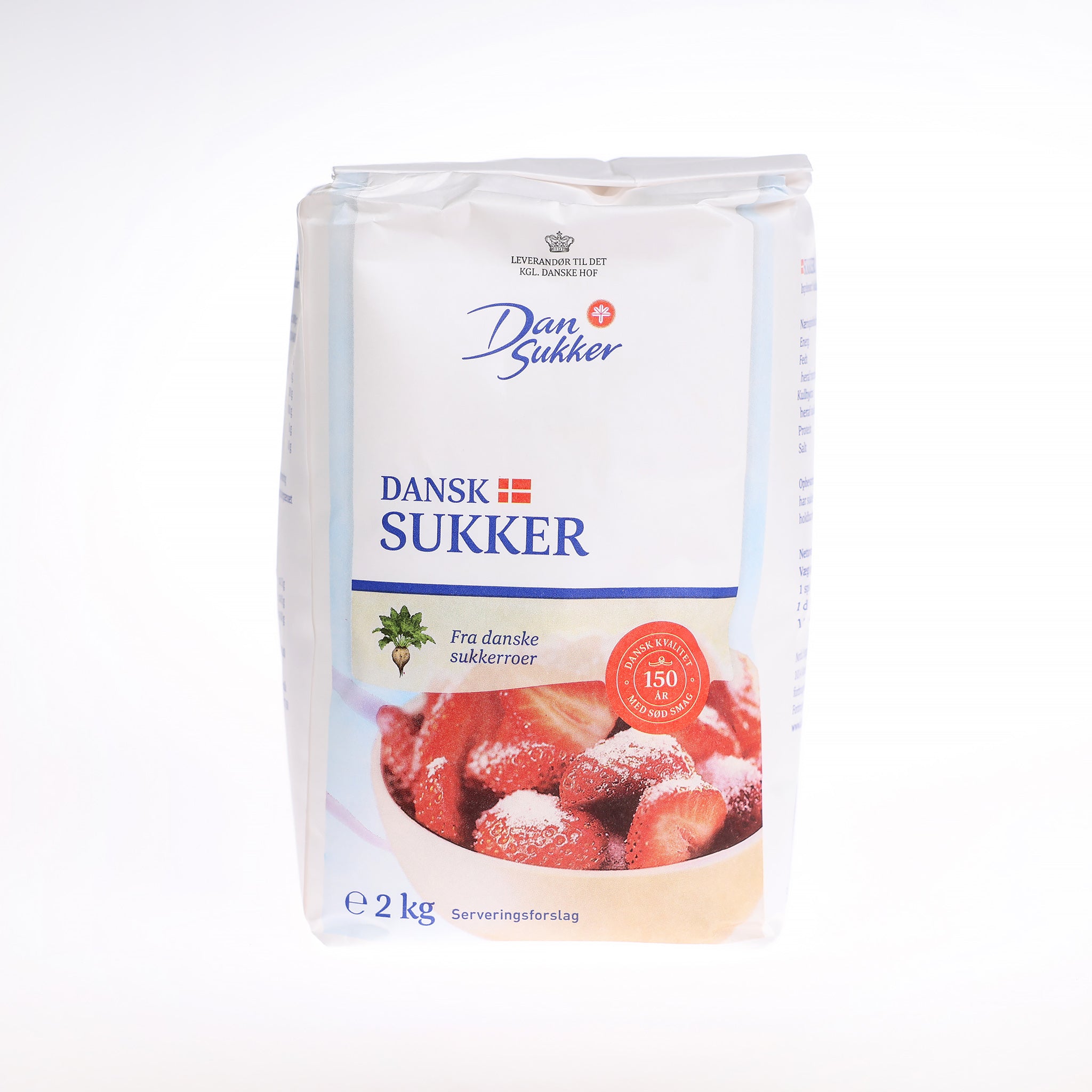 Stødt sukker fra Dansukker. Posen indeholder 2 kg. og er udvundet fra Danske sukkerroer. Perfekt til mange formål i køkkenet!
