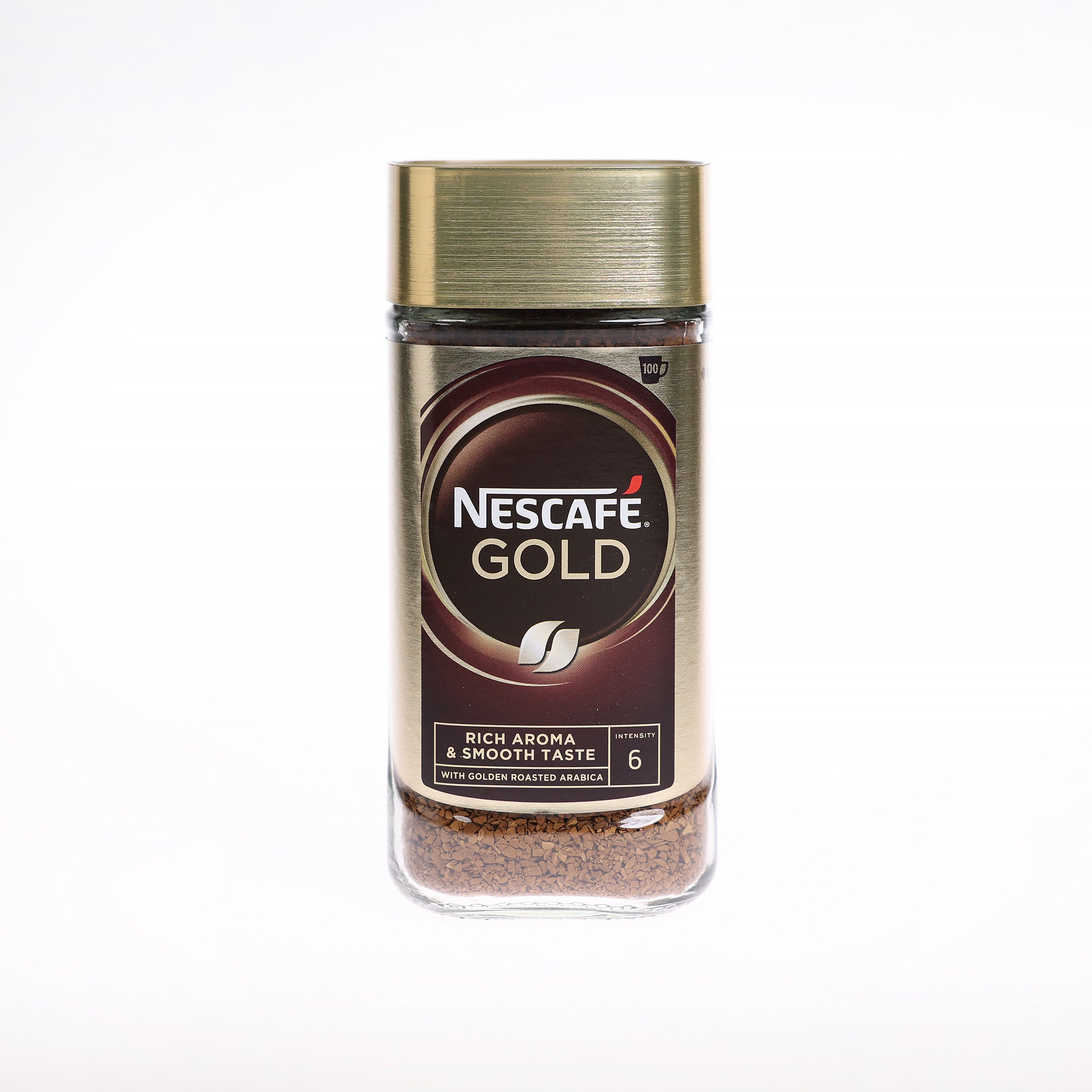 Nescafé Gold er en frysetørret instant kaffe. Den har en rund og afbalanceret smag. Det lufttætte låg holder på kaffens aroma.