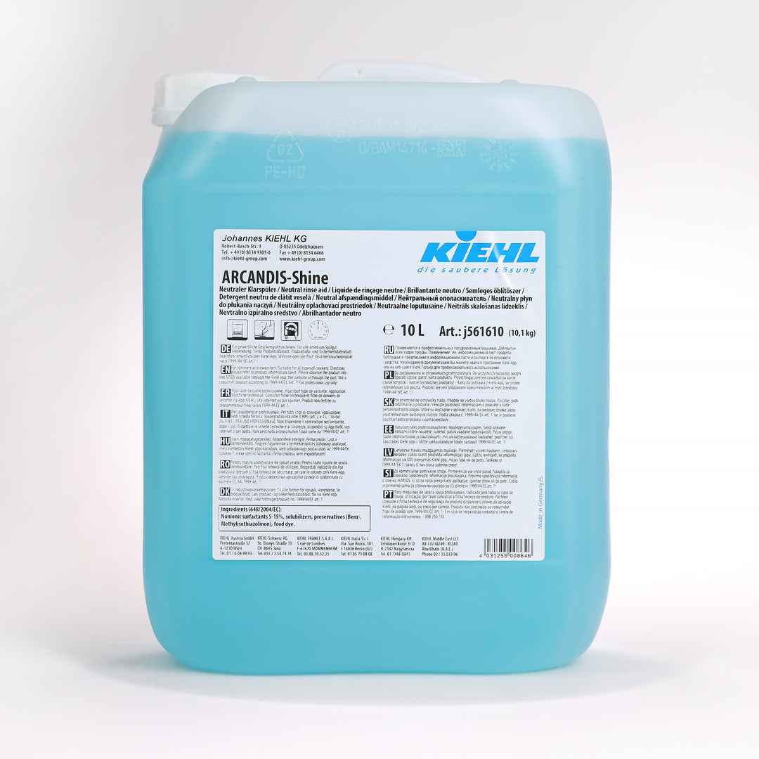 Afspændingsmiddel Kiehl Arcandis-Shine er et neutralt koncentreret middel, som sikrer en ren og perfekt opvask hver gang.