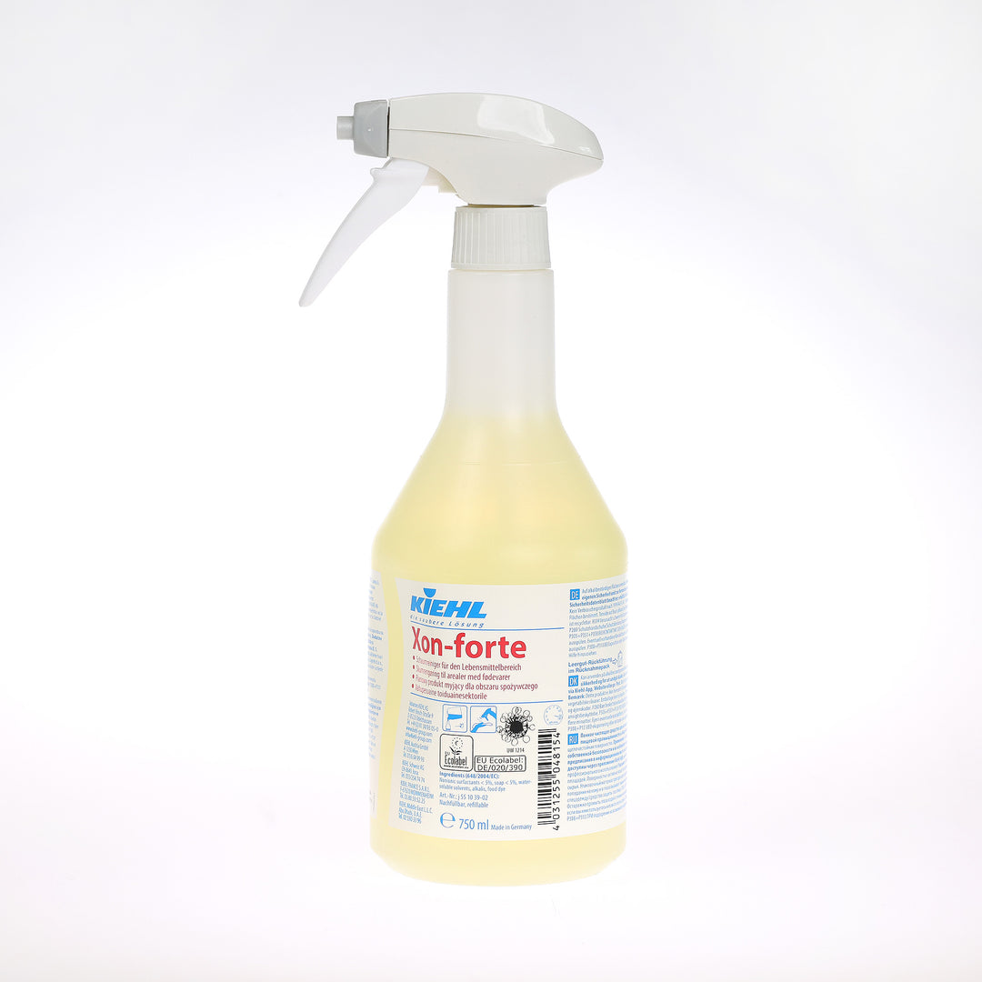 Kiehl Xon-Forte, 750 ml. er til effektiv skumrengøring i køkkenet. Produktet opløser nem, fedt og andet snavs fra fødevarer.