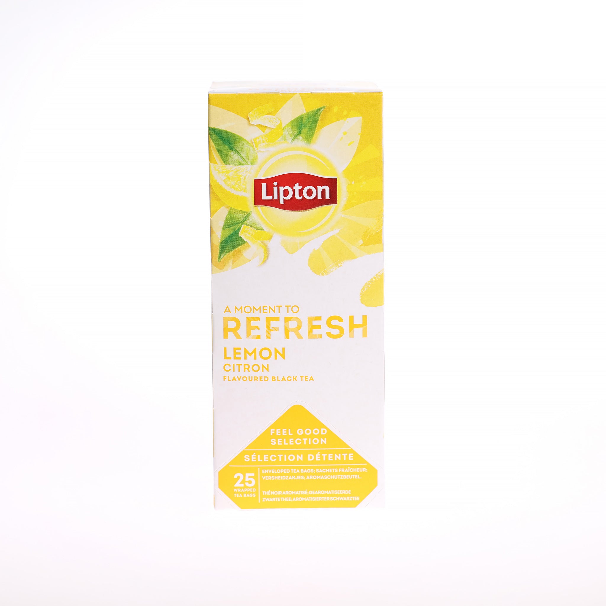 Tebreve fra Lipton med smag af Lemon. Indpakket i lufttæt emballage, så friskhed og smag bevares. Leveres 6 pk. á 25 tebreve.